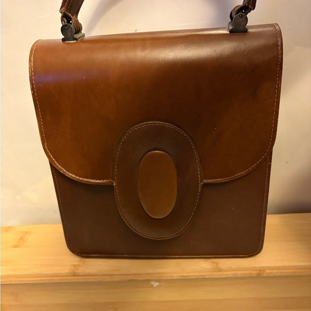 Vintage Brown on brown geometric accents purse - Picture 2 of 9